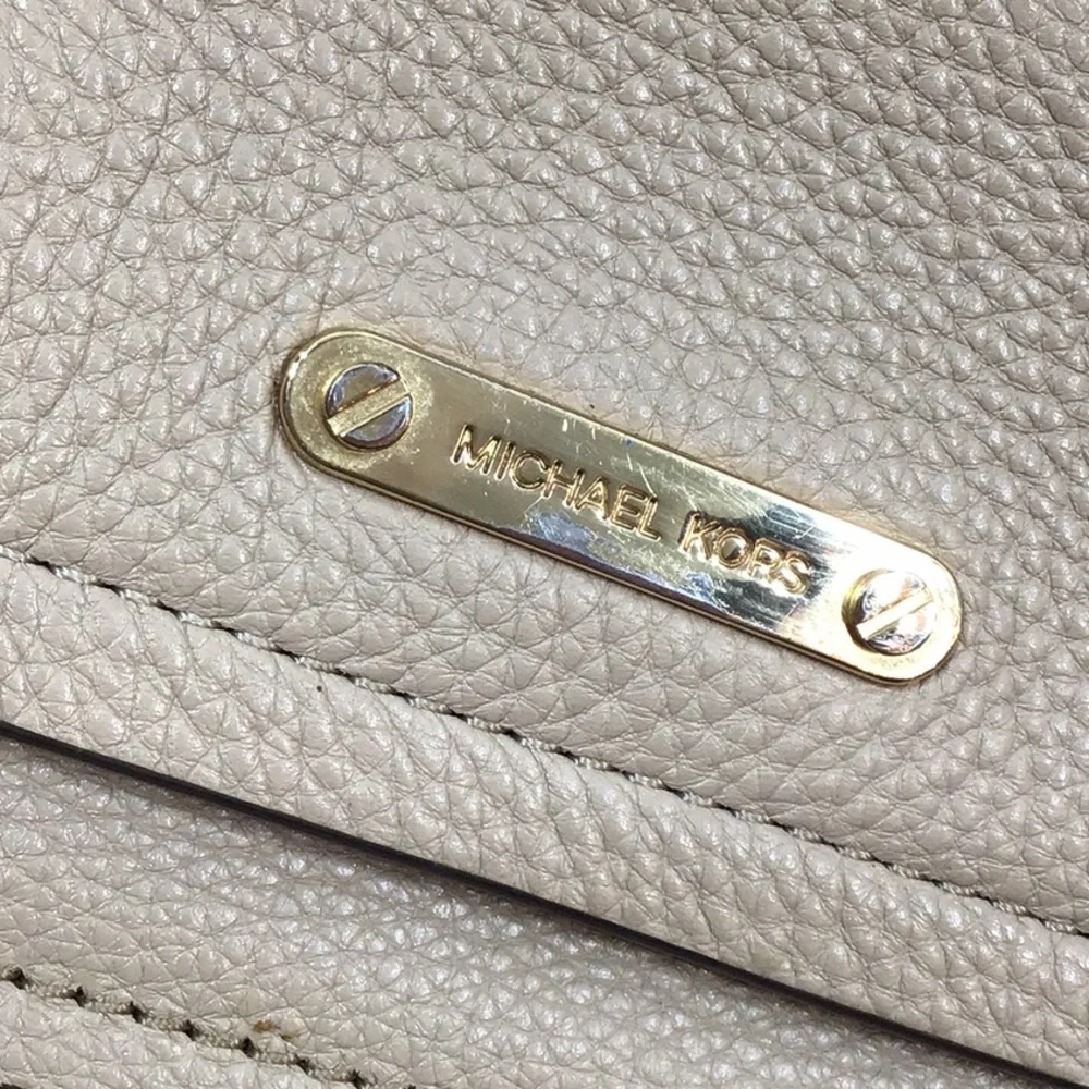 MMK taupe pebbled leather satchel